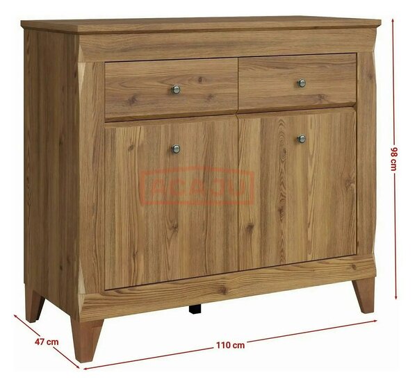 Comoda BERGEN KOM2D2S, stejar auriu, PAL, 110x47x98 cm