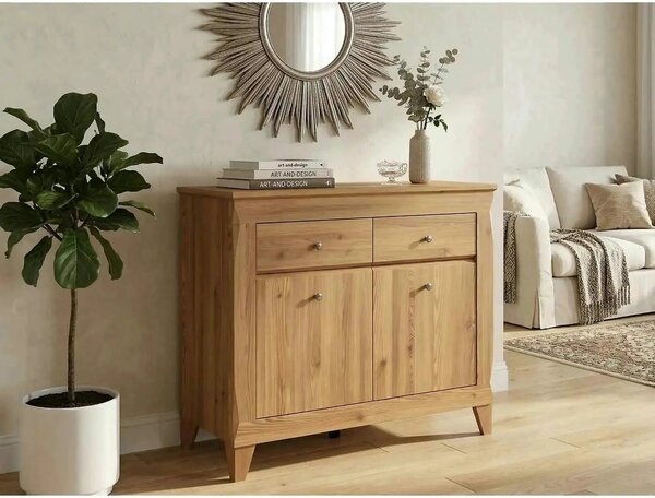 Comoda BERGEN KOM2D2S, stejar auriu, PAL, 110x47x98 cm