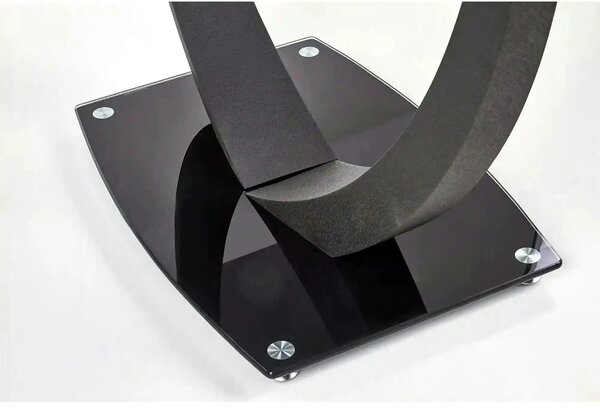 Masa ANTON, negru transparent/negru, sticla/metal, 140x80x75 cm
