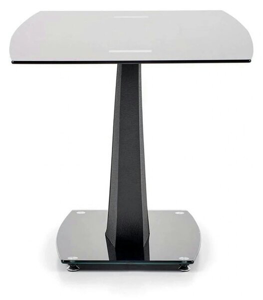 Masa ANTON, negru transparent/negru, sticla/metal, 140x80x75 cm