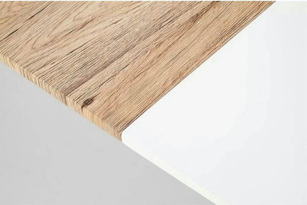 Masa extensibila CALIBER, alb/stejar, 160/200x90x76 cm