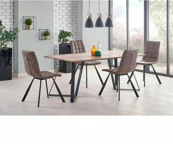 Masa CALGARY, nuc rustic/negru, 180x90x76 cm