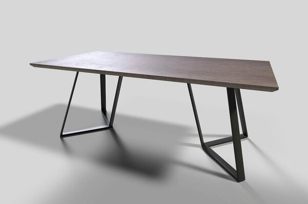 Masa CALGARY, nuc rustic/negru, 180x90x76 cm