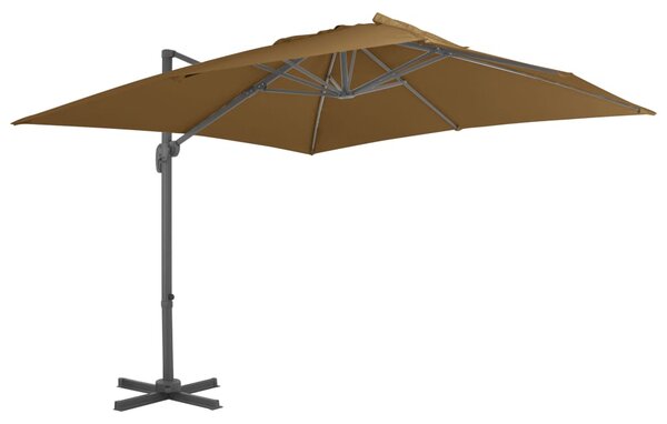 Umbrelă suspendată cu stâlp din aluminiu gri taupe 300x300 cm