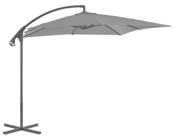 Umbrelă suspendată cu stâlp din oțel, antracit, 250 x 250 cm