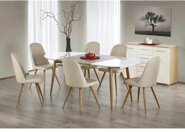 Masa extensibila EDWARD, alb/stejar miere, 120/200x100x75 cm