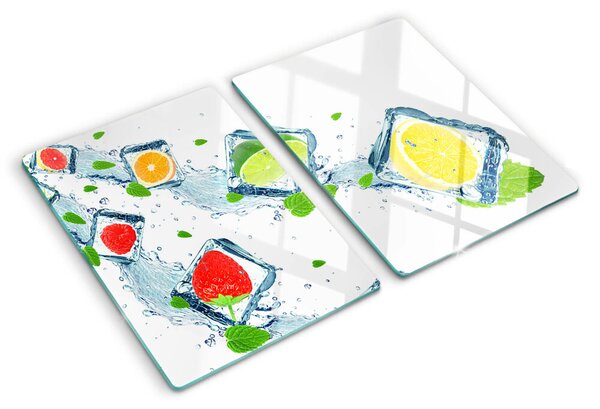 Tocător din sticlă Motiv de fructe cu felii colorate