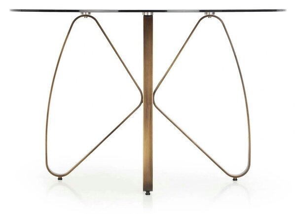 Masa LUNGO, maro/auriu, sticla securizata/metal, 120x120x76 cm