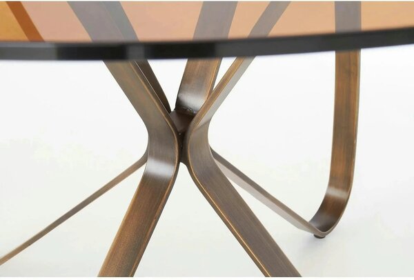 Masa LUNGO, maro/auriu, sticla securizata/metal, 120x120x76 cm