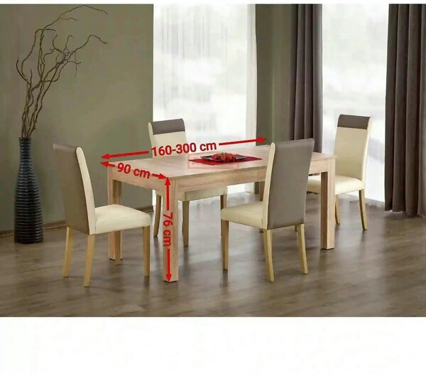 Masa extensibila SEWERYN, stejar, PAL, 160/300x90x76 cm