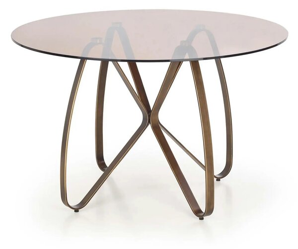 Masa LUNGO, maro/auriu, sticla securizata/metal, 120x120x76 cm