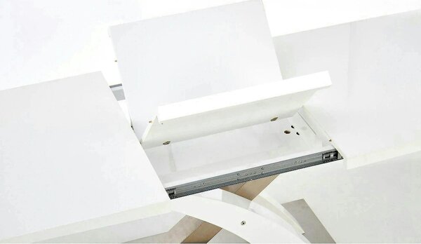 Masa extensibila SANDOR 2, alb/crom, sticla securizata/otel, 160/220x9