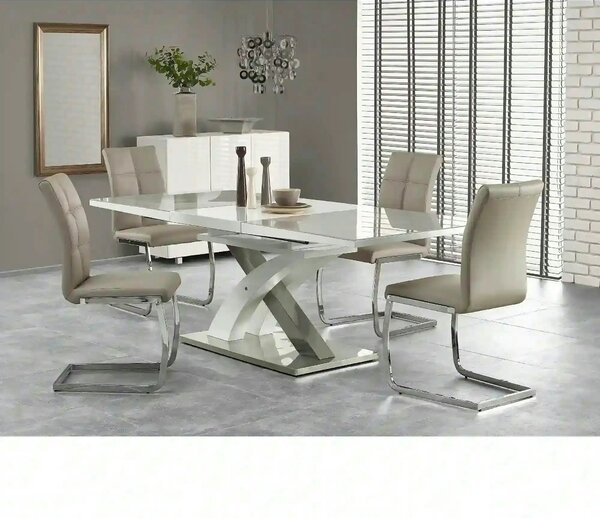 Masa extensibila SANDOR 2, alb/crom, 160/220x90x78 cm