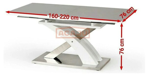 Masa extensibila SANDOR 2, alb/crom, 160/220x90x78 cm