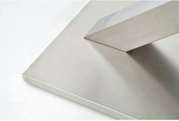 Masa alb lucios SANDOR, extensibila, alb/crom, 160/220x90x77 cm