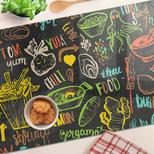 Tocător de bucătărie Temă culinară cu mâncare