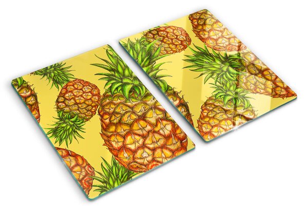 Tocător sticlă Ananas pe un fundal galben