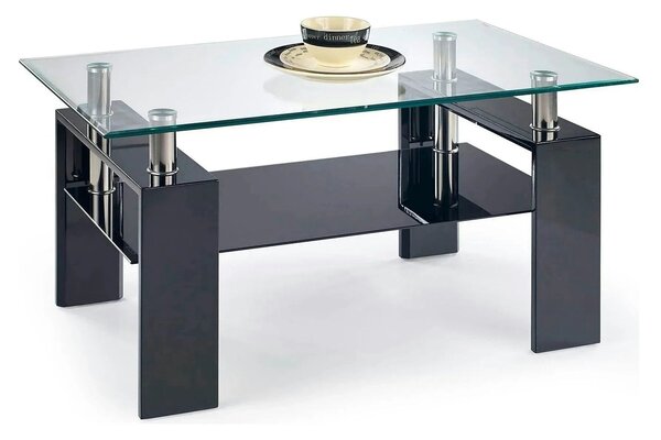 Masuta cafea DIANA H, transparent/negru, 110x60x55 cm