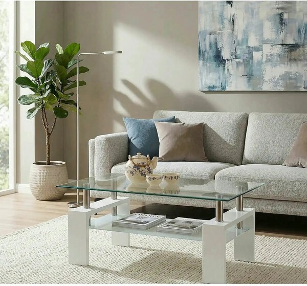 Masuta DIANA INTRO, transparent/alb, 100x60x45 cm