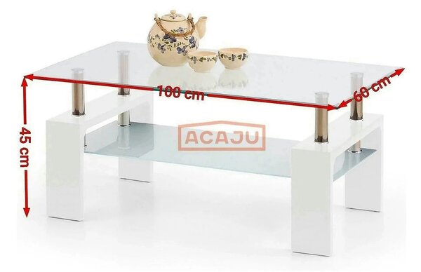 Masuta DIANA INTRO, transparent/alb, 100x60x45 cm
