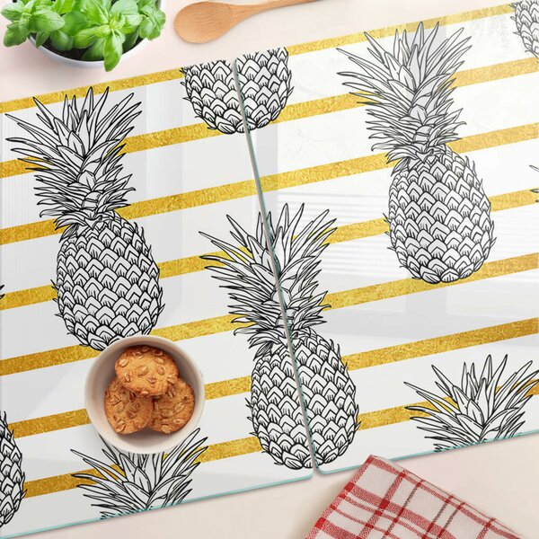 Tocător din sticlă Ananas pe fâșii