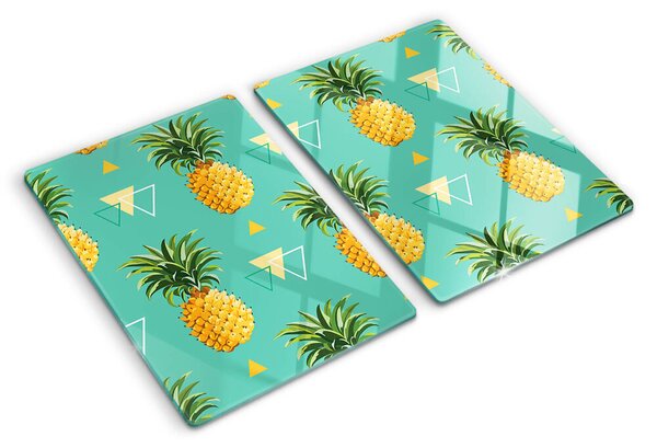 Tocător din sticlă Ananas pe un fundal turcoaz