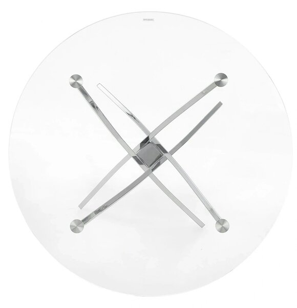 Masa rotunda de sticla RAYMOND, argintiu, sticla/otel, 100x73 cm