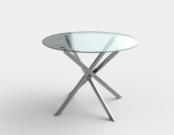 Masa rotunda de sticla RAYMOND, argintiu, sticla/otel, 100x73 cm