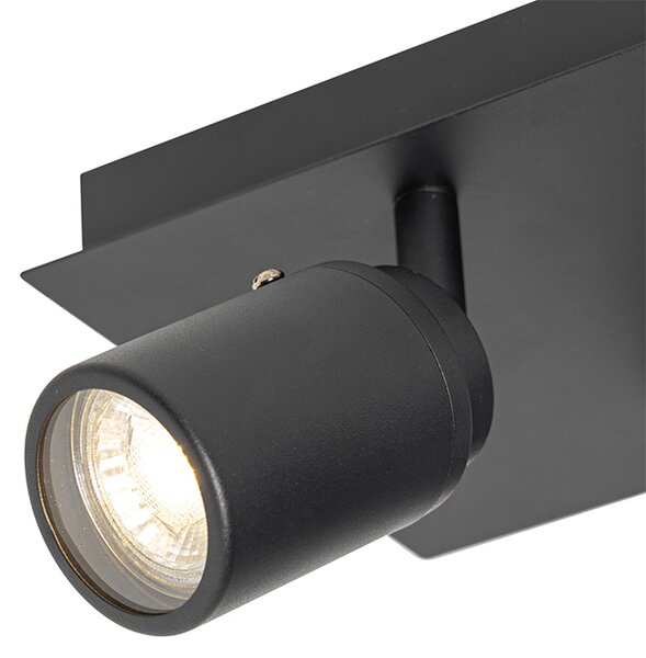 Spot modern pentru baie negru pătrat cu 2 lumini IP44 - Ducha