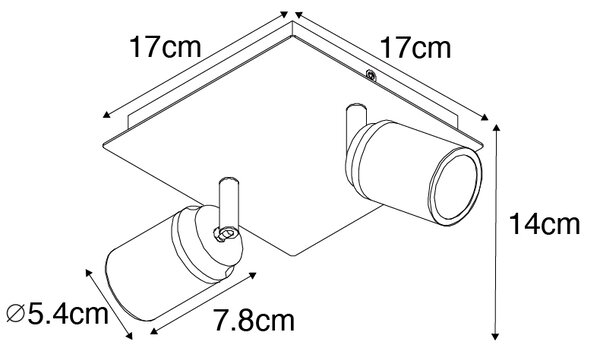 Spotlight modern pentru baie alb pătrat cu 2 lumini IP44 - Ducha