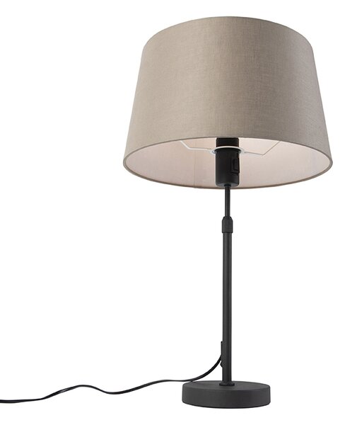 Lampă de masă neagră cu abajur din in taupe 35 cm reglabilă - Parte