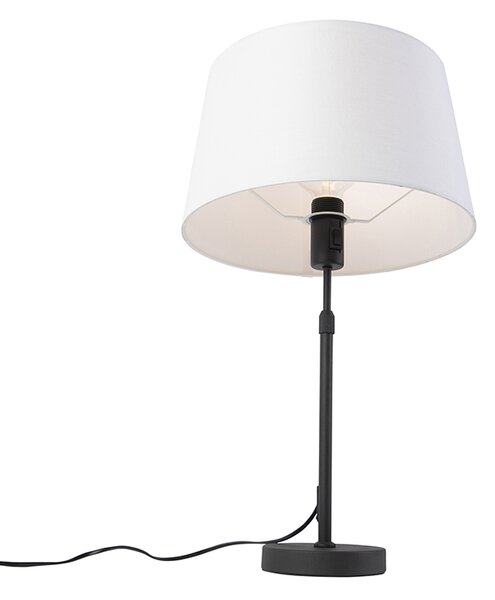 Lampă de masă neagră cu abajur din in alb 35 cm reglabil - Parte