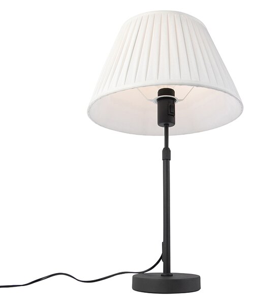 Lampă de masă neagră cu abajur plisat crem 35 cm reglabil - Parte