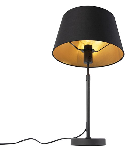 Lampă de masă neagră cu abajur negru cu auriu 35 cm - Parte