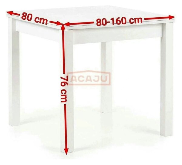 Masa extensibila GRACJAN, alb, PAL, 80/160x80x76 cm