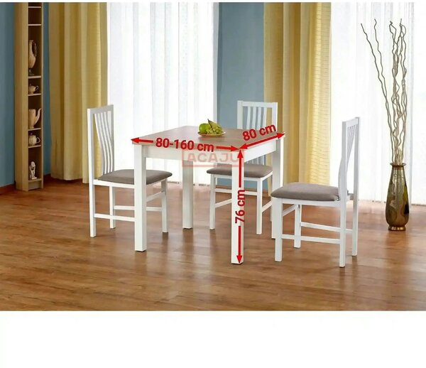 Masa extensibila GRACJAN, stejar sonoma/alb, PAL, 80/160x80x76 cm