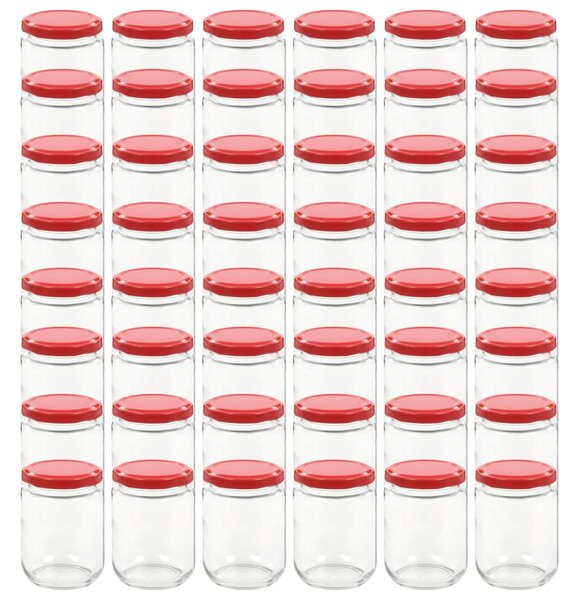 Borcane din sticlă pentru gem, capac roșu, 48 buc., 230 ml