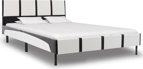 Cadru de pat, alb și negru, 160 x 200 cm, piele artificială