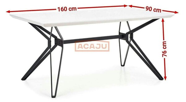 Masa PASCAL, alb/negru, 160x90x76 cm