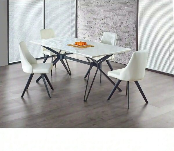 Masa PASCAL, alb/negru, 160x90x76 cm