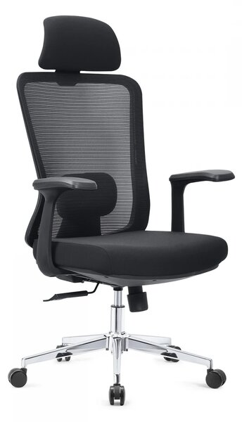 Scaun ergonomic, spatar Mesh, sezut textil, Negru