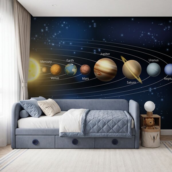 Fototapet Sistemul solar cu planete și stele, Fototapet spațiu cosmic, Fototapet populare, w00002 - Tapeko.ro