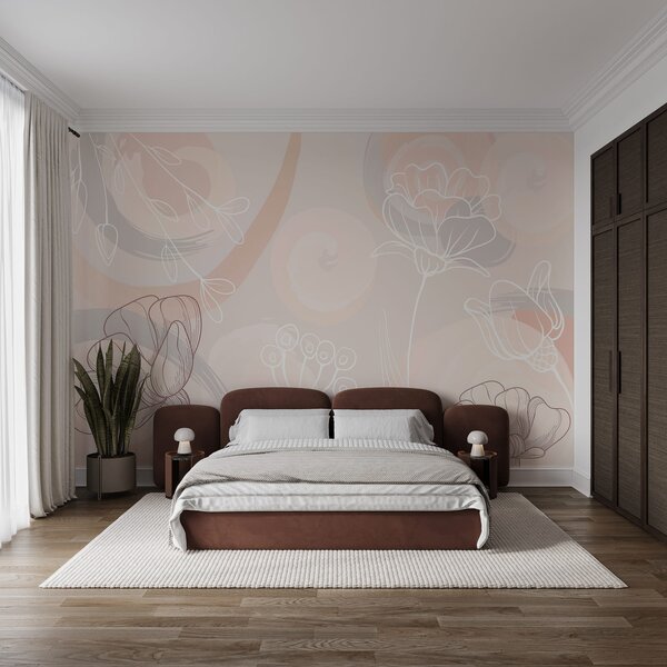 Fototapet Modele florale delicate, în nuanțe blânde, Fototapet flori, Fototapet populare, w03586 - Tapeko.ro