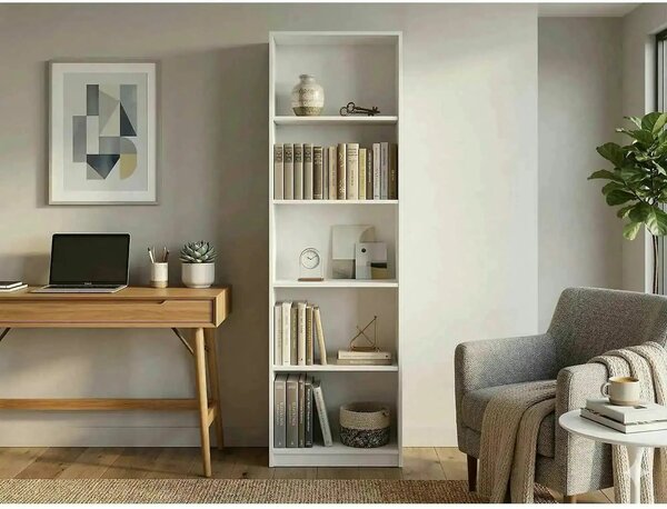 Biblioteca NEPO PLUS, alb, PAL, 60x34x197 cm