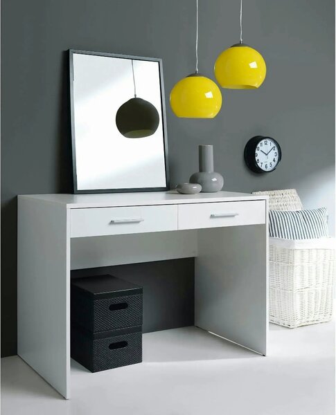 Birou NEPO PLUS, alb, PAL laminat, cu 2 sertare, 100x59x76 cm
