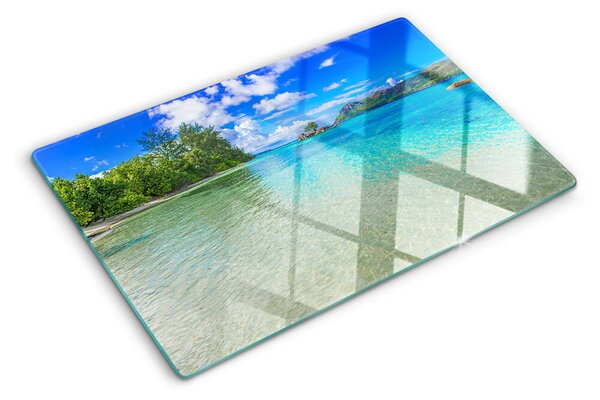 Tocător din sticlă Plajă tropicală cu apă azurie