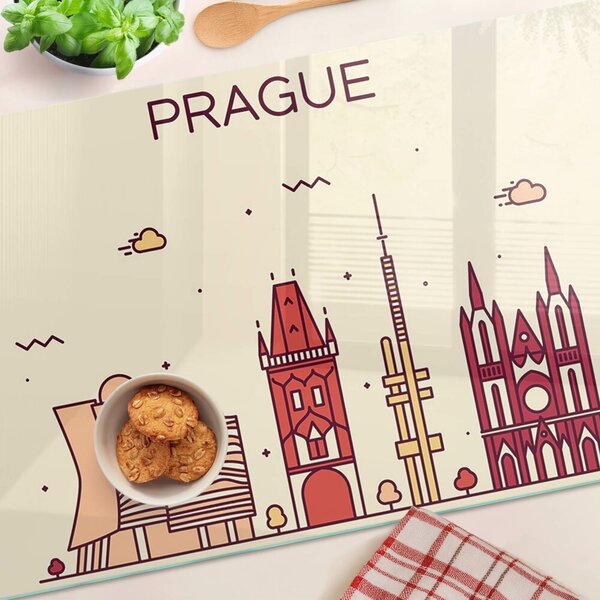 Tocător sticlă Praga - vedere la oraș