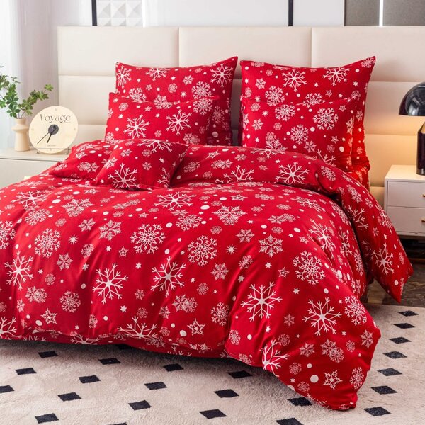 Lenjerie de pat din bumbac SNOWFALL rosu Dimensiune lenjerie de pat: 70 x 90 cm | 140 x 220 cm