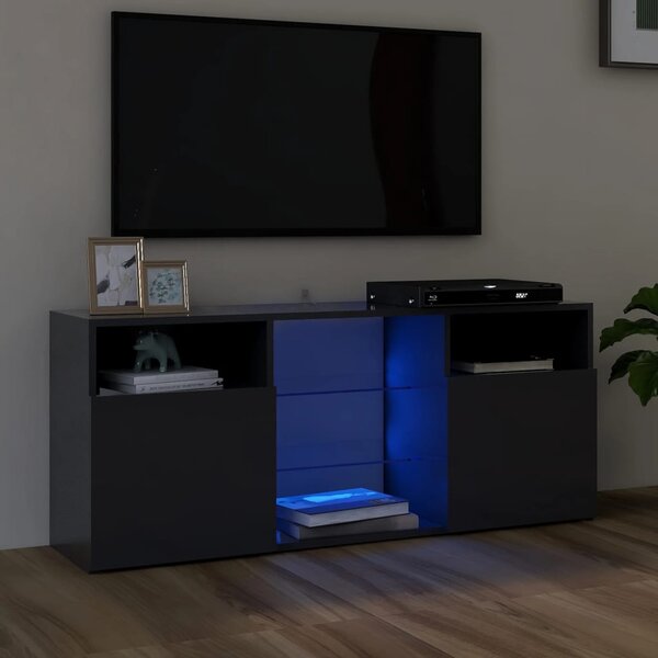 Comodă TV cu lumini LED, gri, 120x30x50 cm