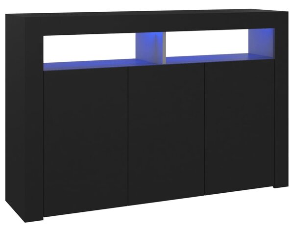 Servantă cu lumini LED,negru , 115,5x30x75 cm